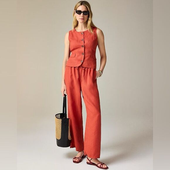 NWT J CREW Crewneck vest in linen in Navy - Picture 3 of 7